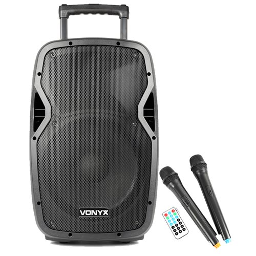 Vonyx AP1200PA 12" Bluetooth Active PA Speaker 600W + 2 Wireless Mics