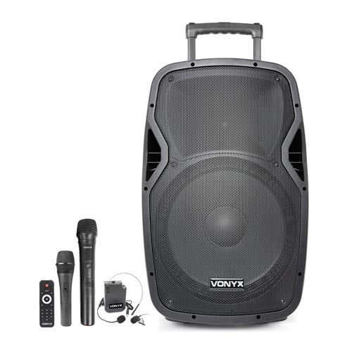 Vonyx AP1500PA Bluetooth PA Speaker with Wireless Microphone & Headset