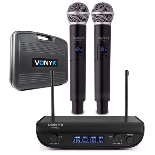 Vonyx WM82 Digital UHF 2 CH Wireless Microphone Set with 2 Handhelds