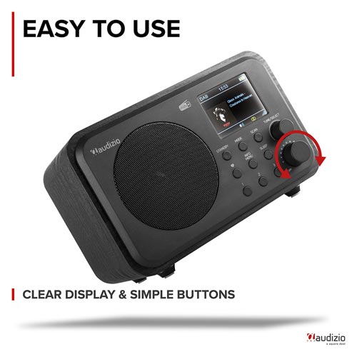 Audizio Milan Radio Dab /FM Portable Avec Bluetooth, Écran Couleur 2,4", Batterie Intégrée 2000 MAh, Sortie Casque Et Ligne Jack 3,5 Mm, Couleur Noir, Idéale Pour La Maison Ou En Déplacement - View #4