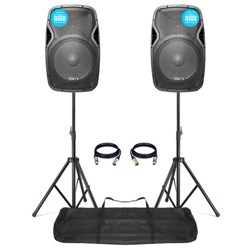 AP1500A 3200W IPP Active DJ PA Club 15 Inch Speaker Stereo Package With Stands