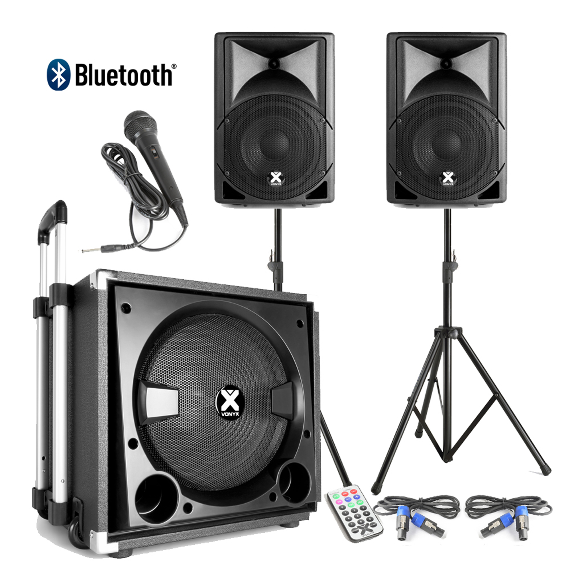 PA System for Small Church with Mixer, Stands & Mic Vonyx VX800 2.1