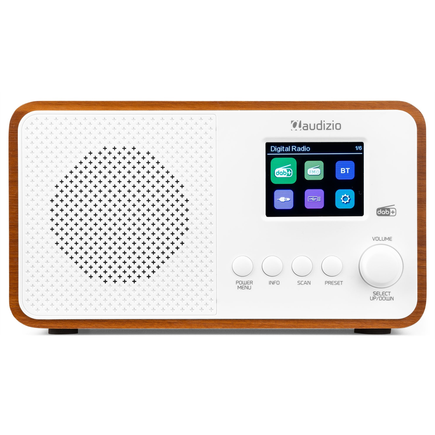 Audizio Genua Radio Dab Bluetooth 5.0 - Blanche, Écran Couleur 2,8, Deux Haut-Parleurs, Sortie Casque, Port USB, Télécommande Incluse, Idéale pour Écouter la Radio à la Maison