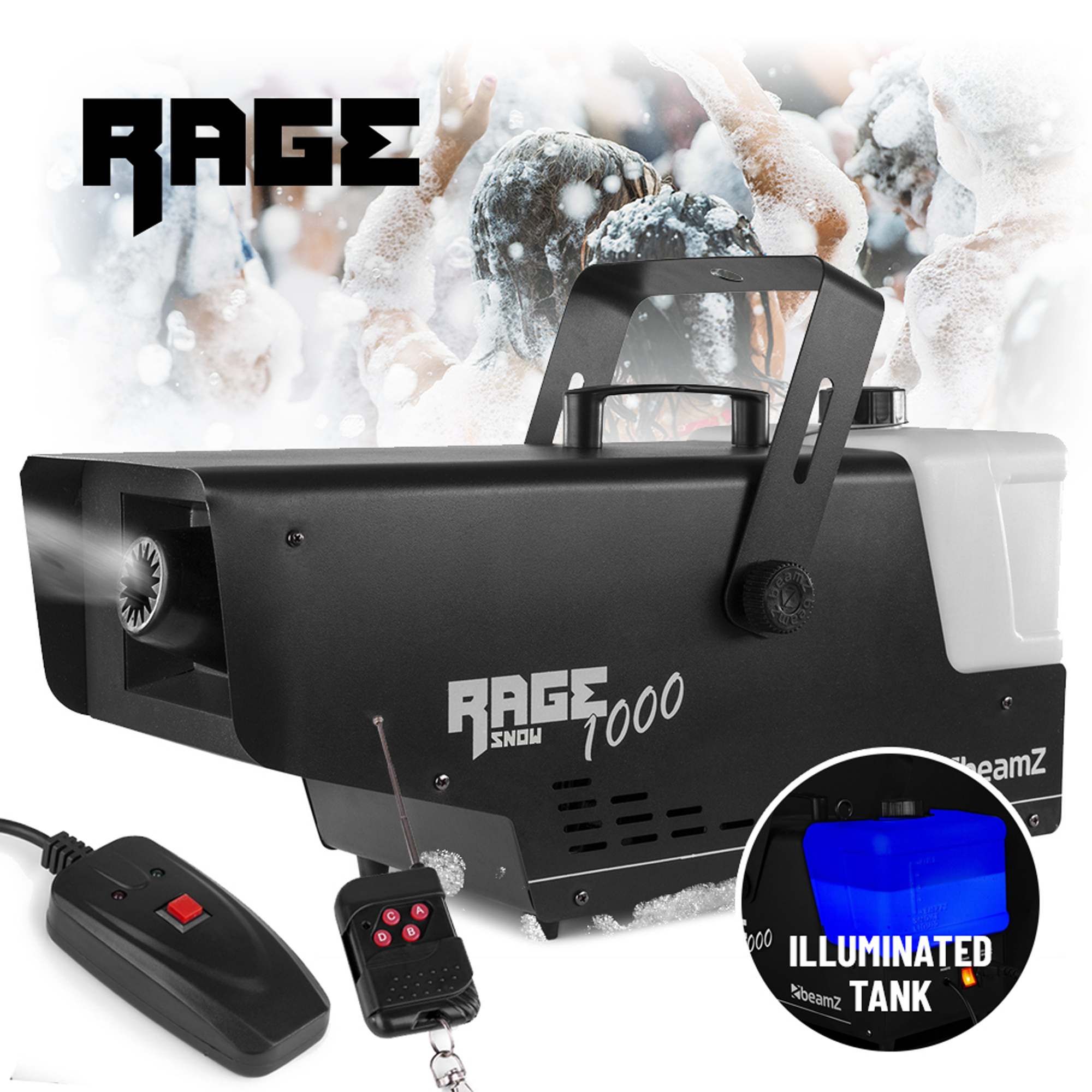 BeamZ Rage1000 Snow Machine + Wireless Controller