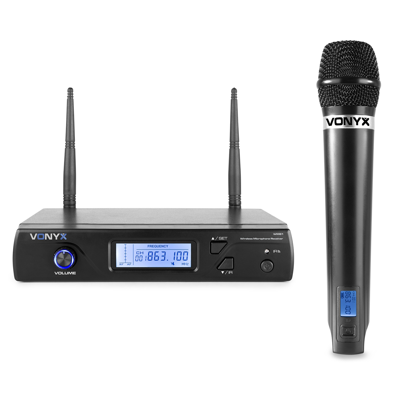 Vonyx WM61 Wireless Handheld Microphone System (UHF 16Channel)