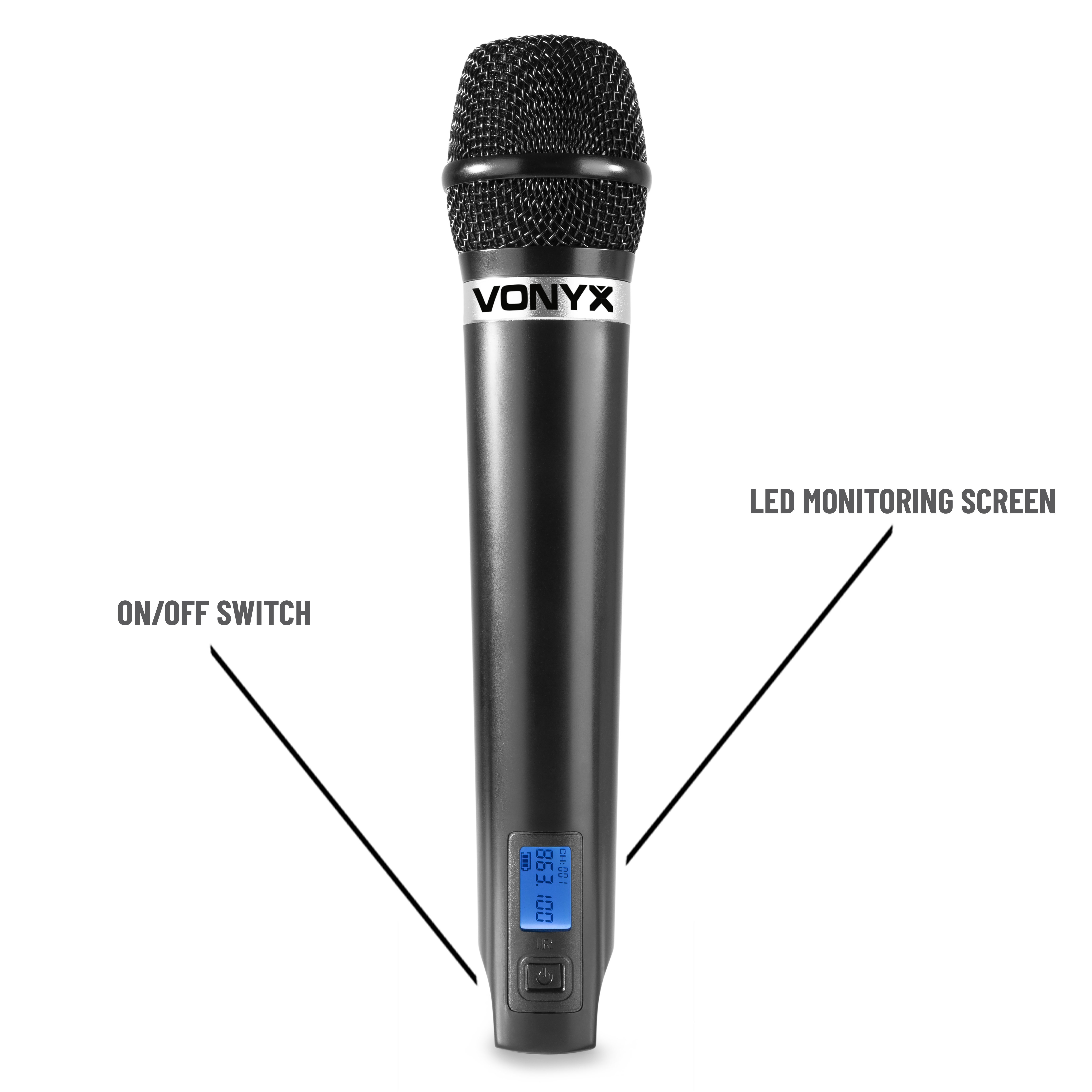 Vonyx WM61 Wireless Handheld Microphone System (UHF 16Channel)