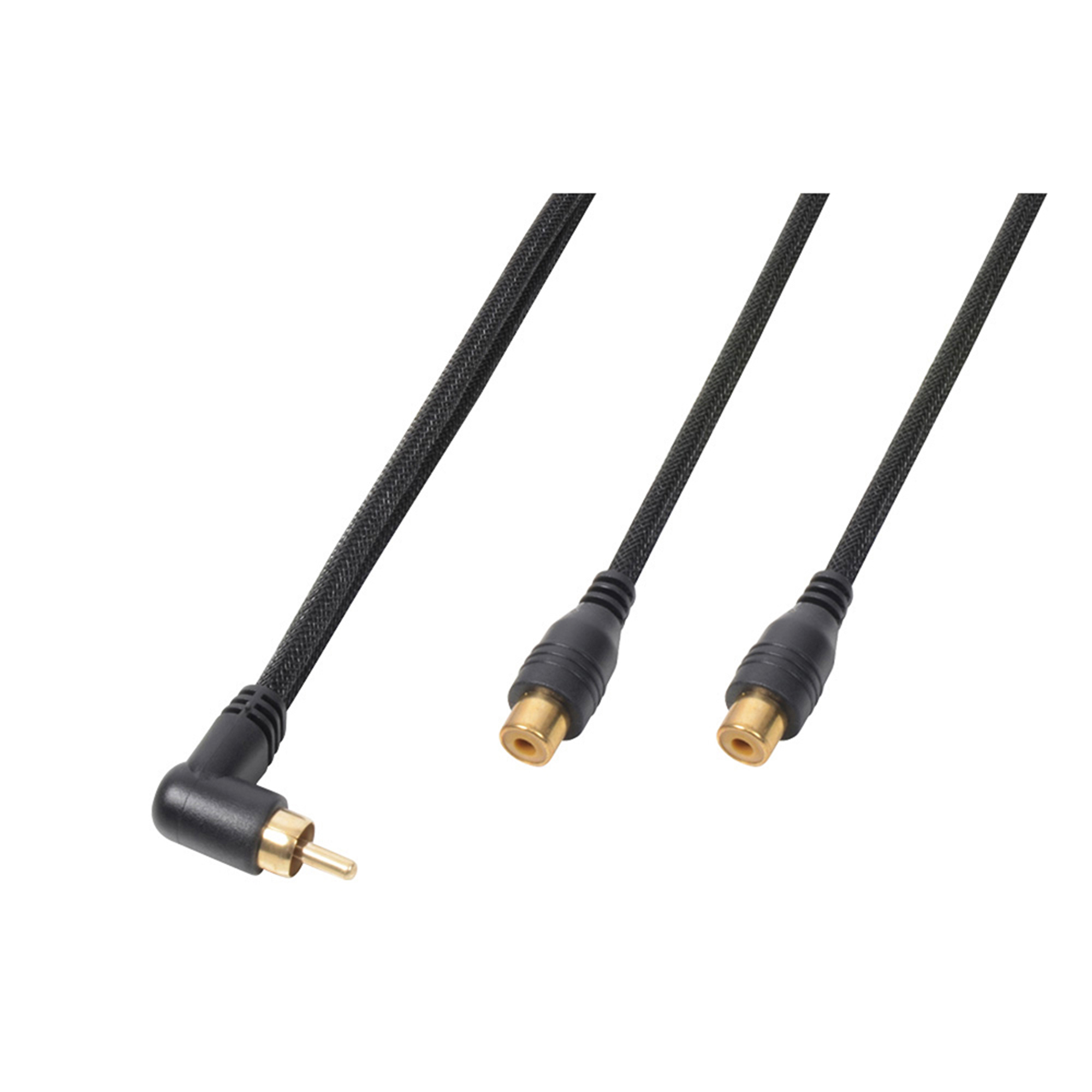 Right Angle RCA Phono Male to Twin RCA Phono Signal Lead Cable DJ