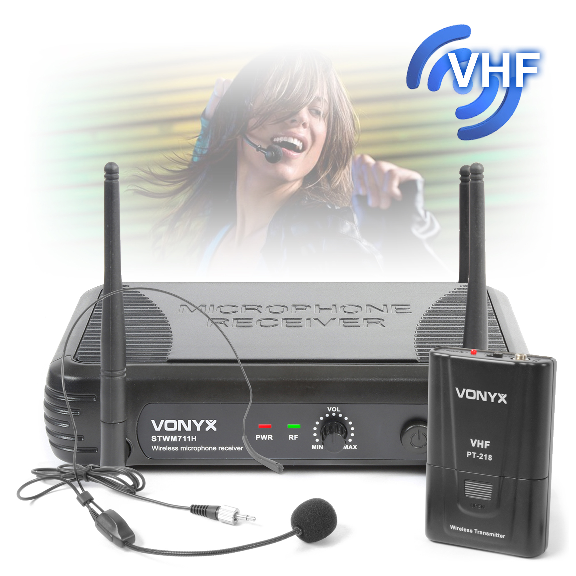 Single 1 Channel VHF Wireless Radio Microphone Headset & Receiver System DJ PA eBay