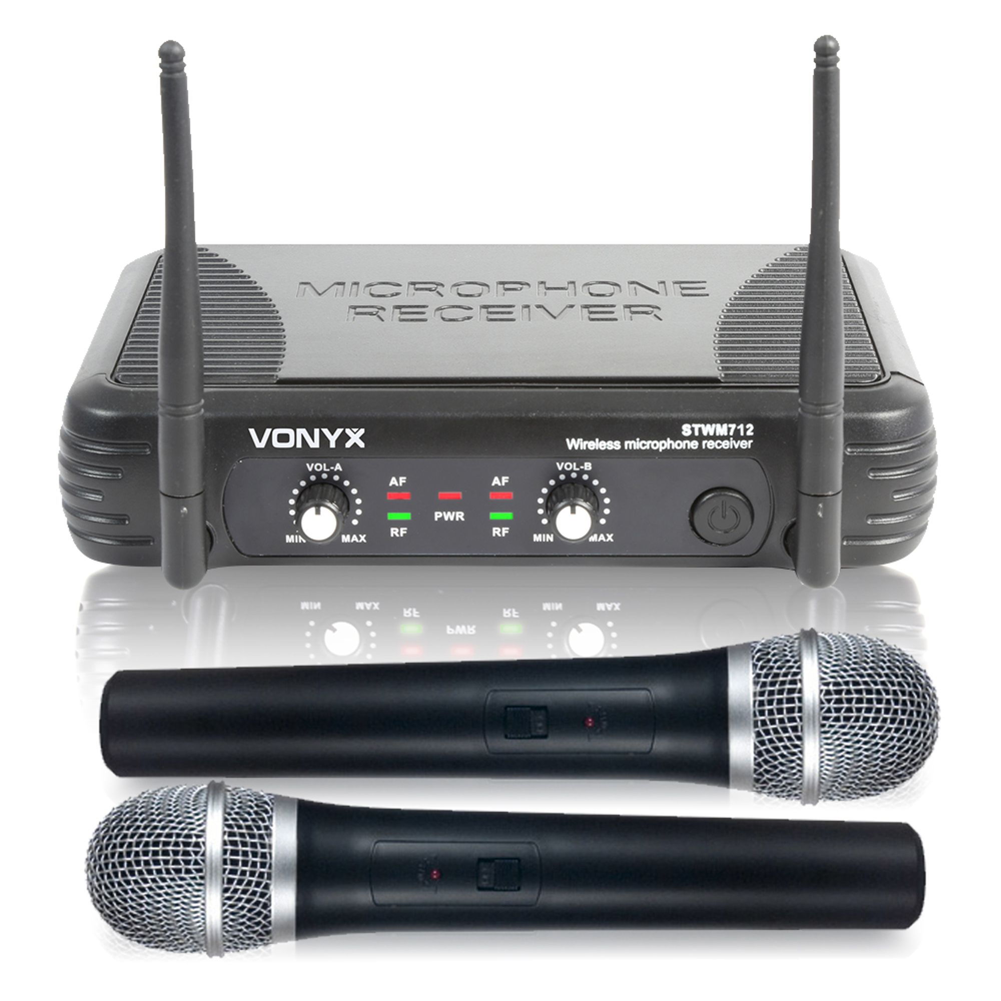 Dual Channel VHF Wireless Radio Microphone System with Twin Vocal