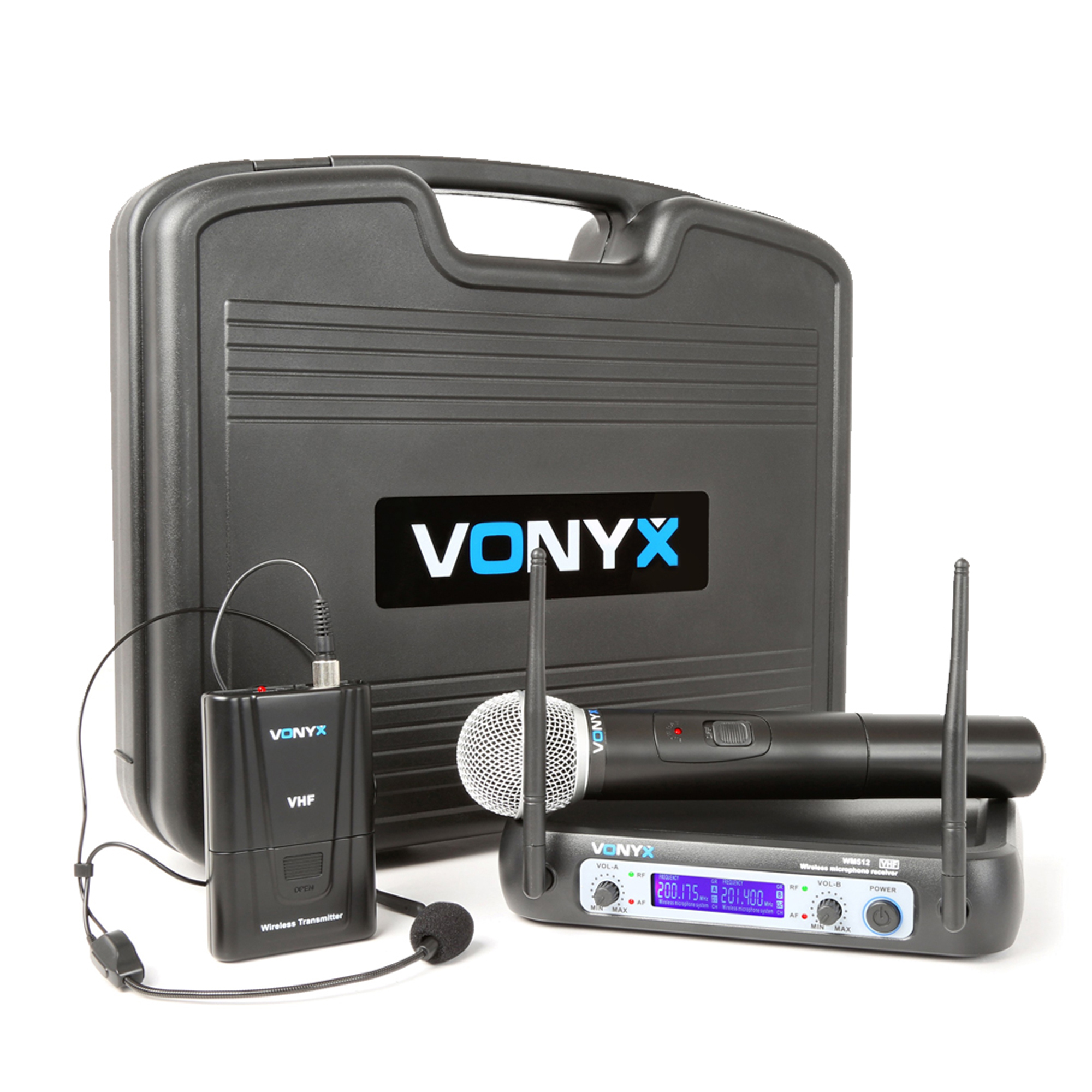 Vonyx WM512C Wireless Handheld Microphone & Bodypack System (VHF 2Channel)