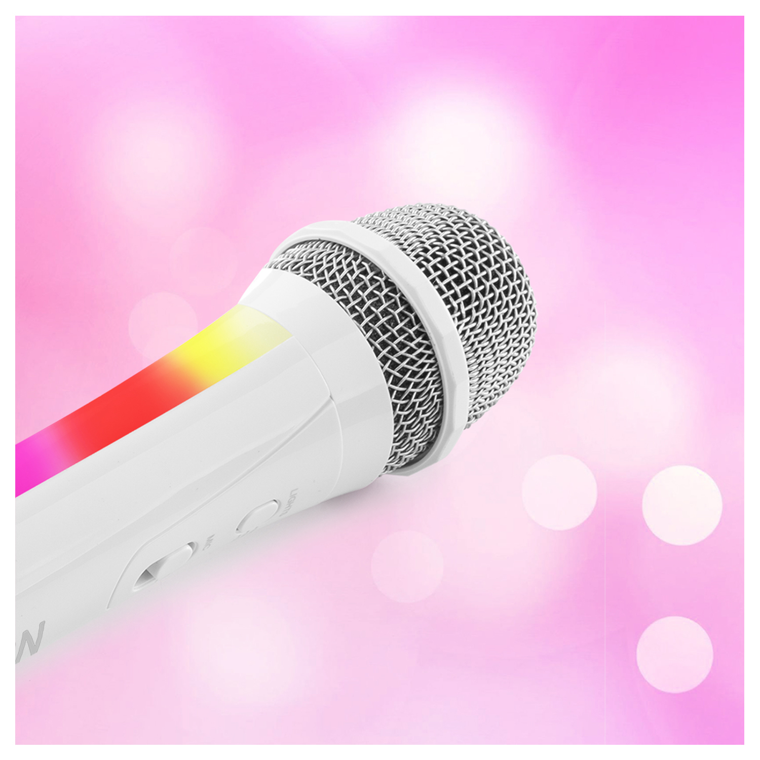 Fenton KMD55W Wired Karaoke Microphone with LED Lights, White