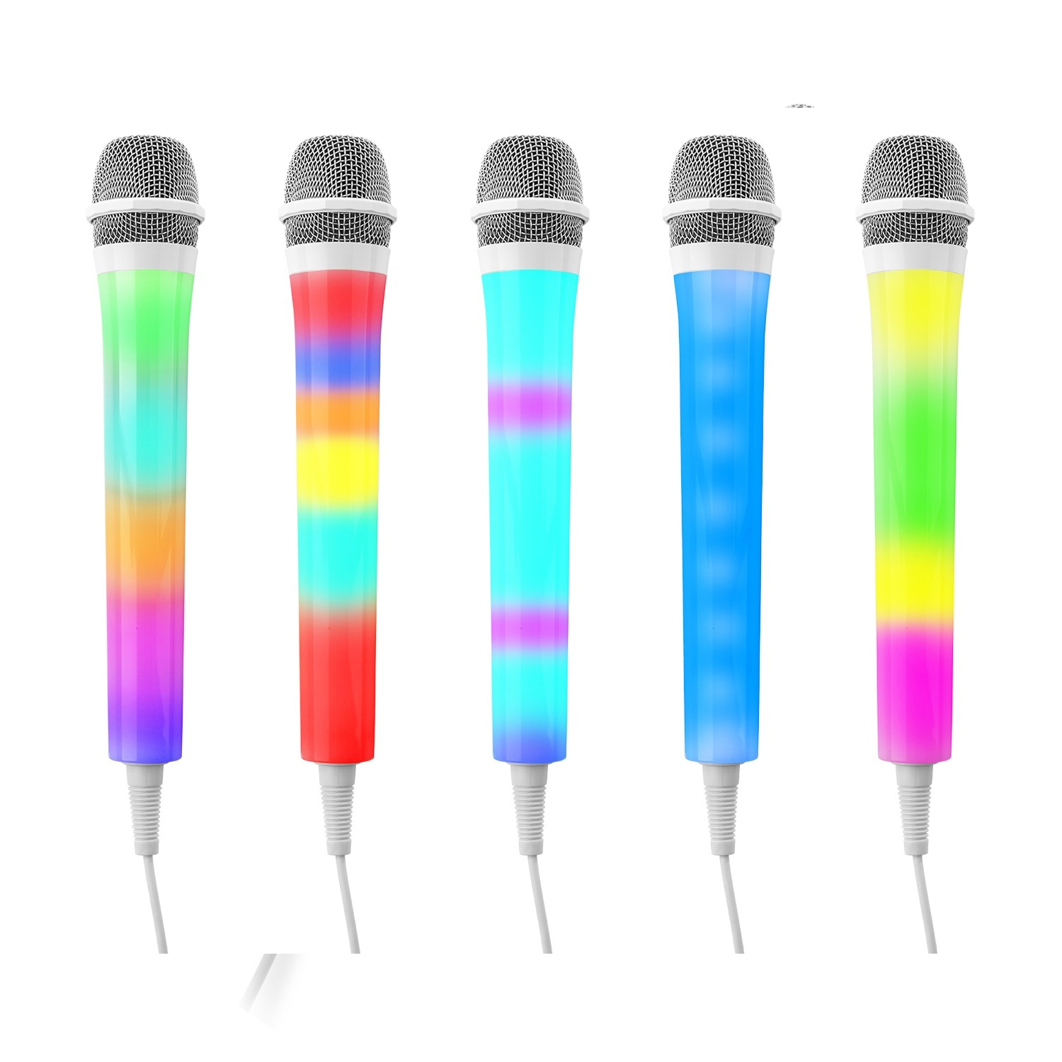 Fenton KMD55W Wired Karaoke Microphone with LED Lights, White