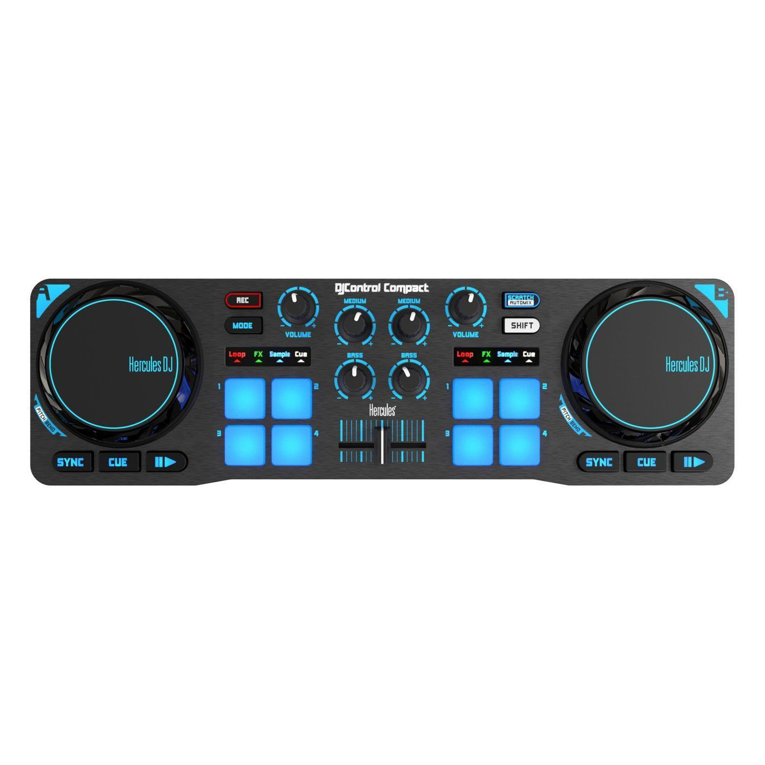 DJ Set for Kids Hercules Compact & Vonyx 3" Active DJ Monitors