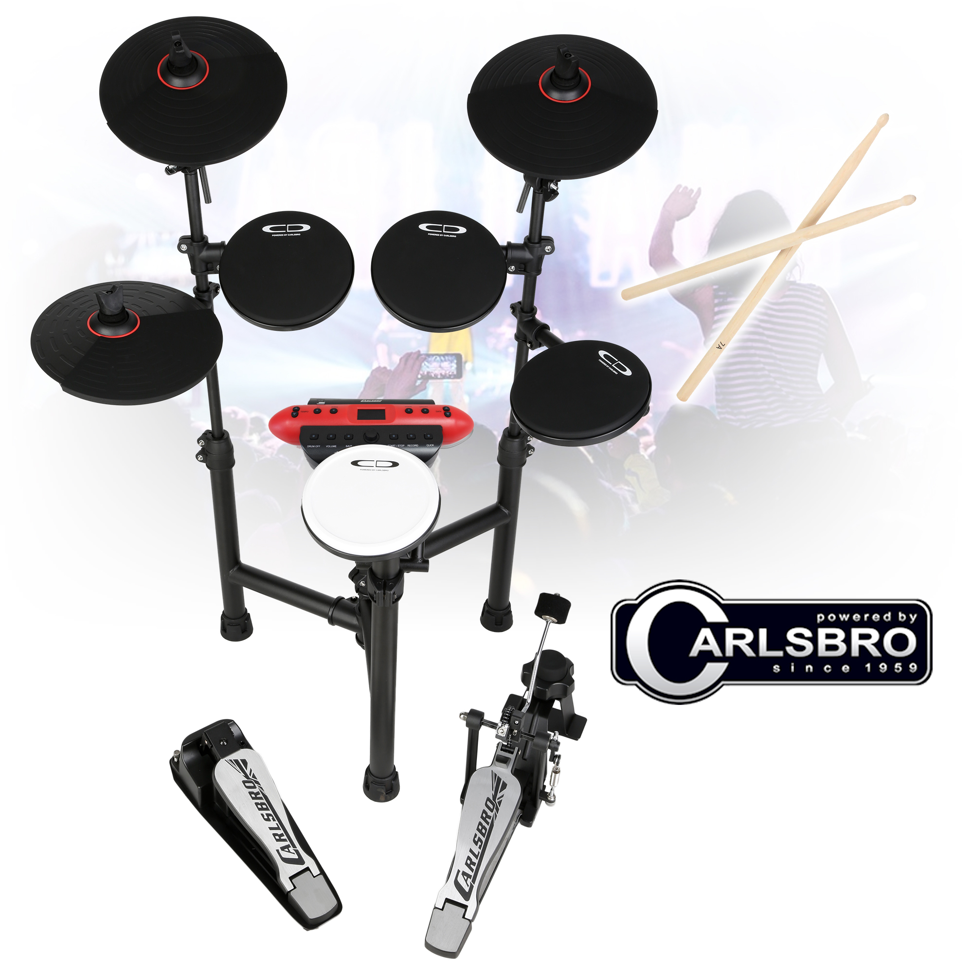 Carlsbro CSD130 Compact Electric Drum Kit 8 Piece USB Digital Drums