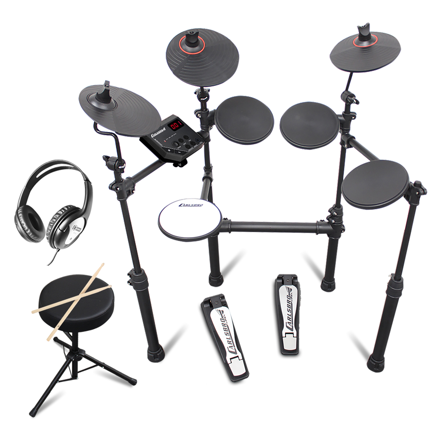 Carlsbro CSD100 RPLUS Electronic Drum Kit 7 Piece Set with Stool