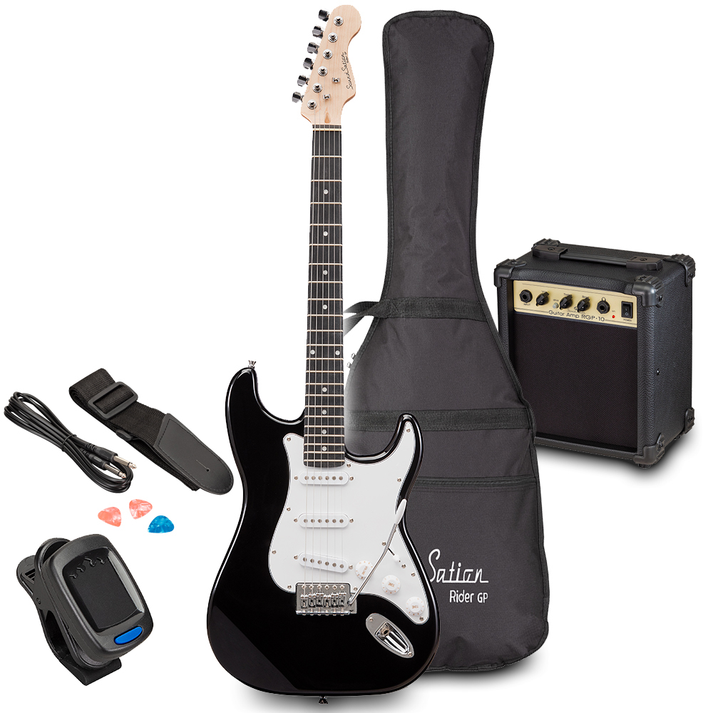 RIDER GP Black Electric Guitar & Amp Package