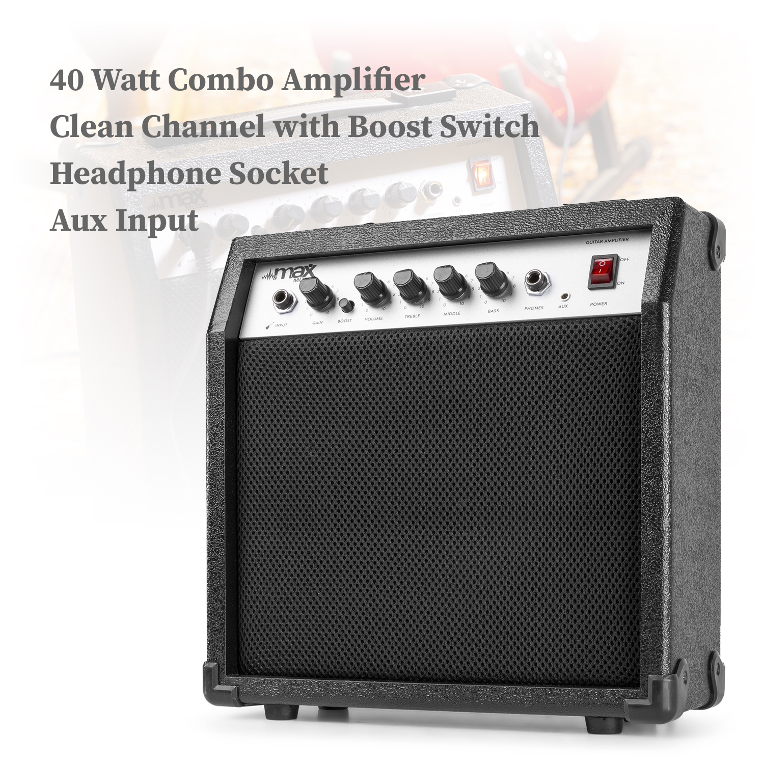 Max GIGKIT Black Electric Guitar & Amp Package