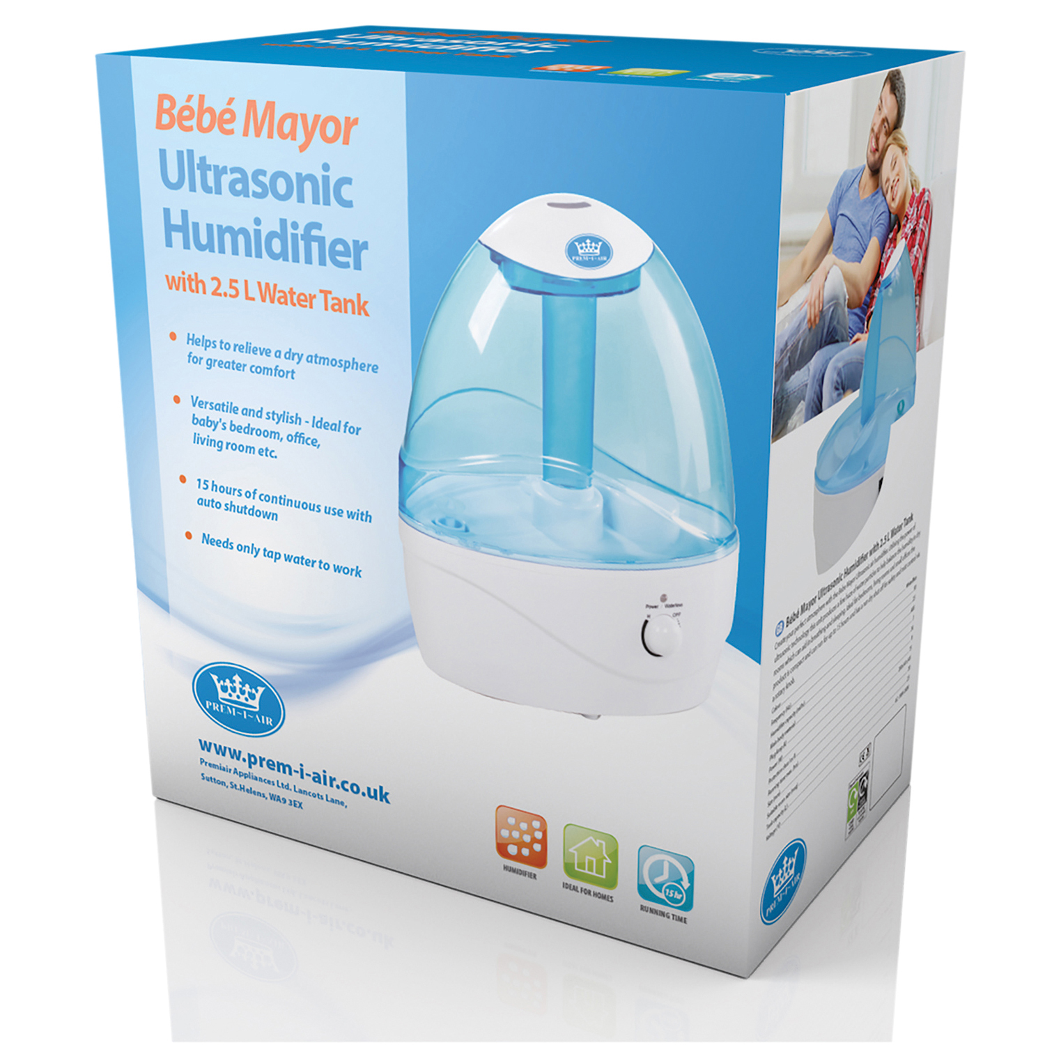 Prem I Air Bebe Mayor Ultrasonic Humidifier with 2.5 L Water Tank Prem I Air Bebe Mayor Ultrasonic Humidifier with 2.5 L Water Tank