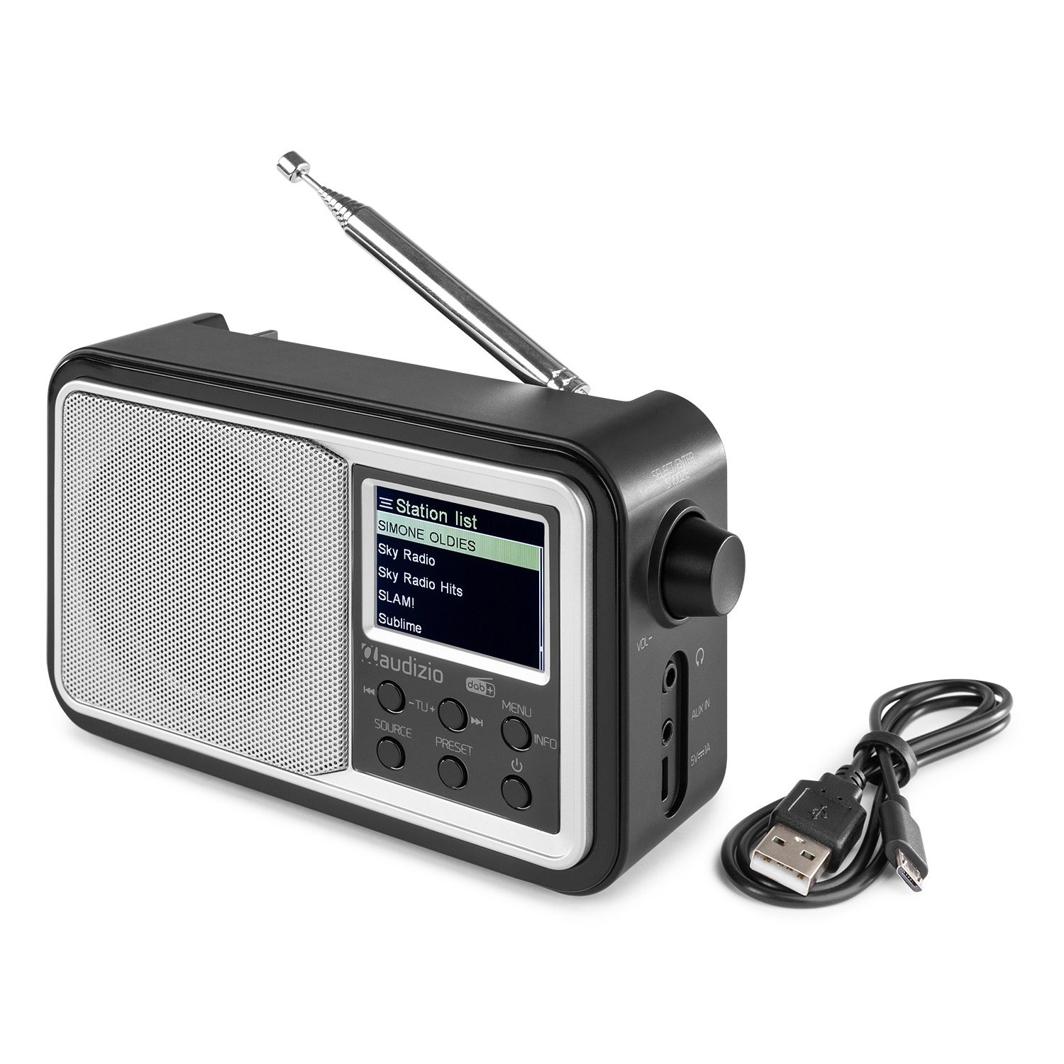 Audizio Anzio Portable DAB+ Radio with Bluetooth, Silver