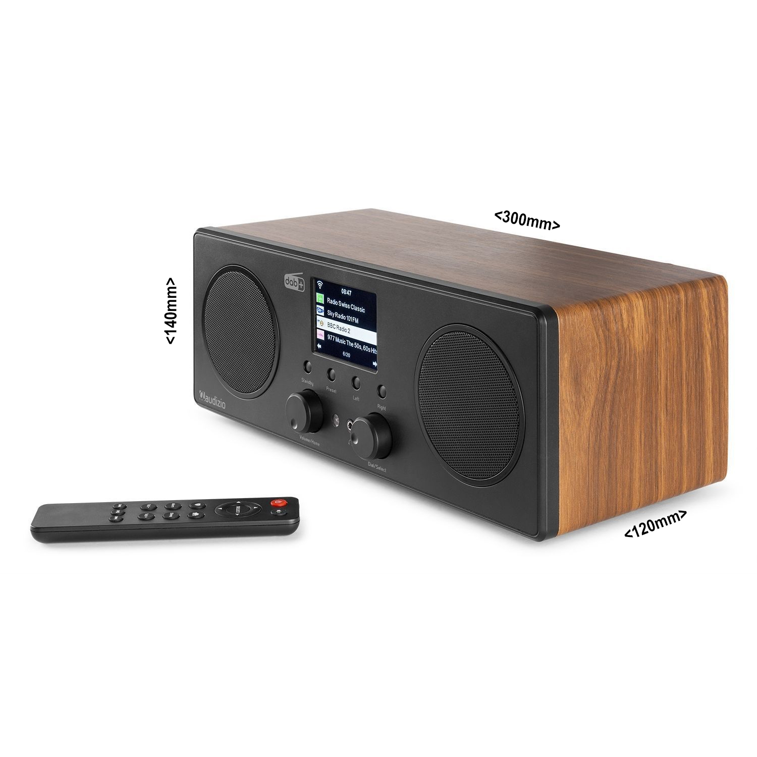 DAB Radio Bluetooth Speaker with WiFi Audizio Bari Wood Finish