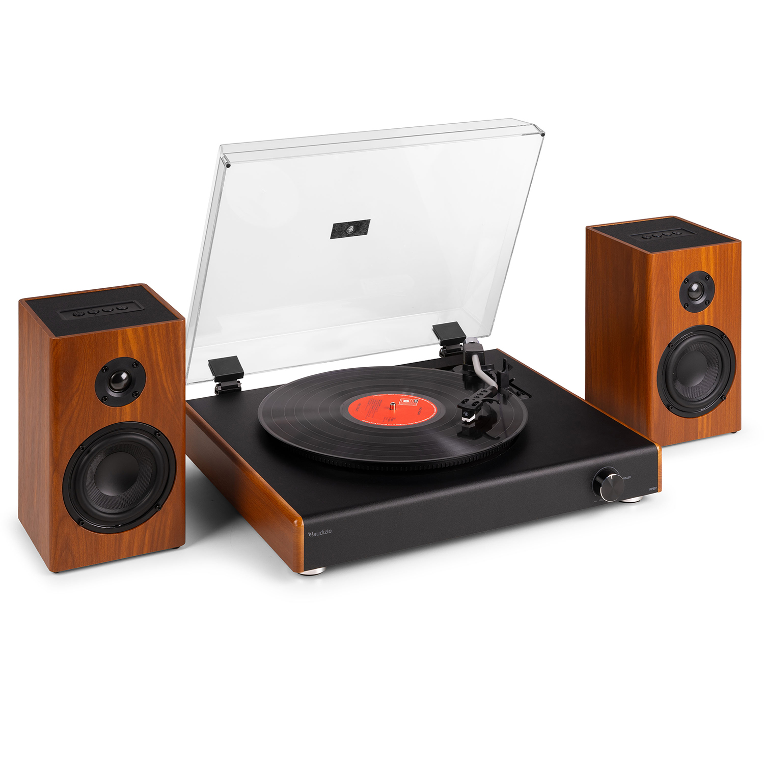 Audizio RP337 Vinyl Record Player with Wireless Bluetooth Bookshelf Speakers