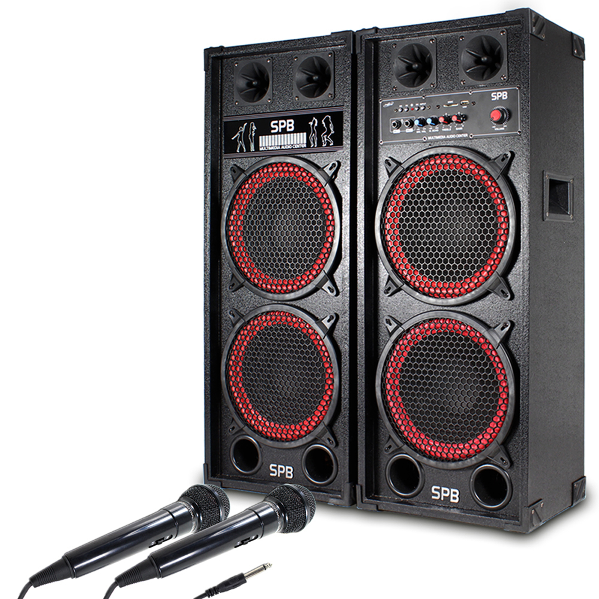 Fenton Dual 10" Powered Bluetooth Karaoke Speakers & Microphone Pair