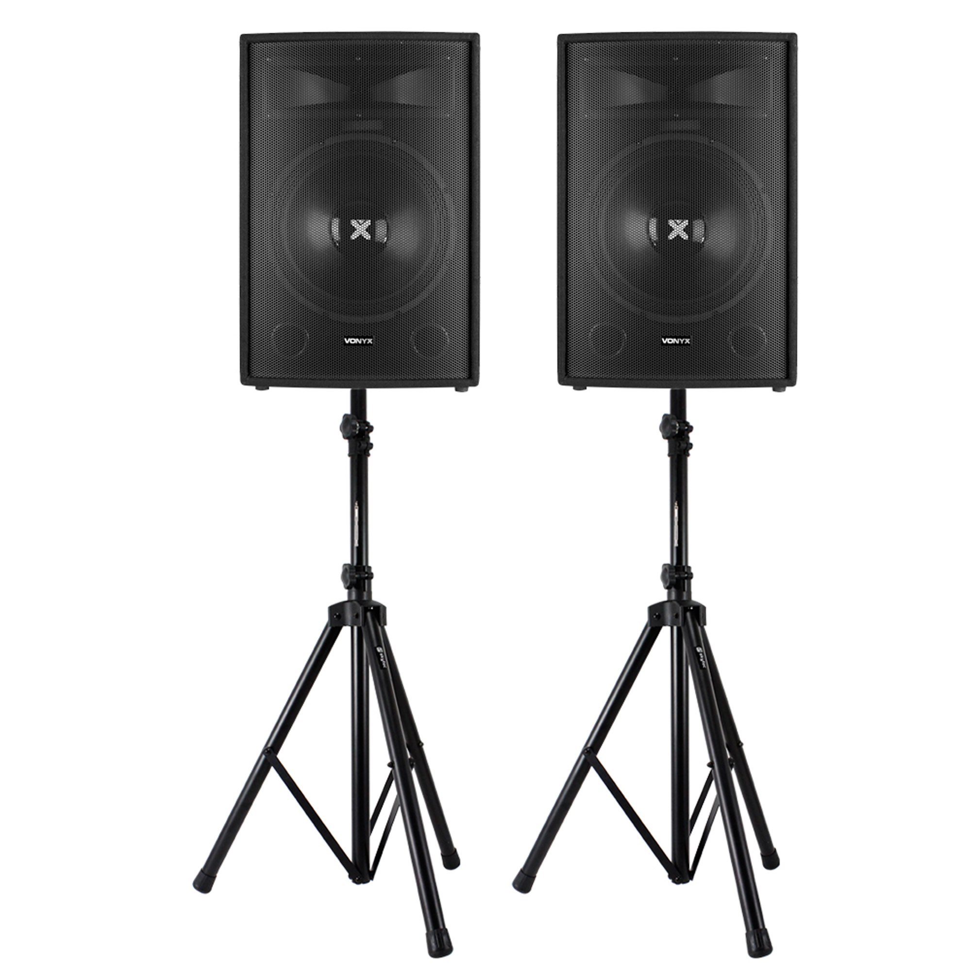 Vonyx SL15 15" Passive DJ/PA Speaker Pair & Stands