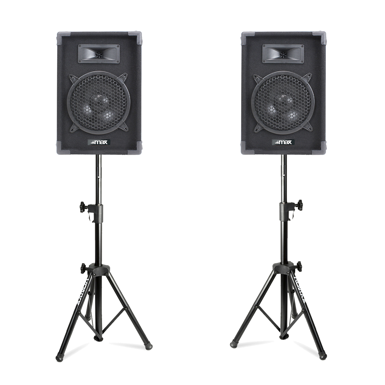 8" Passive DJ Speakers Including Tripod Stands Pair