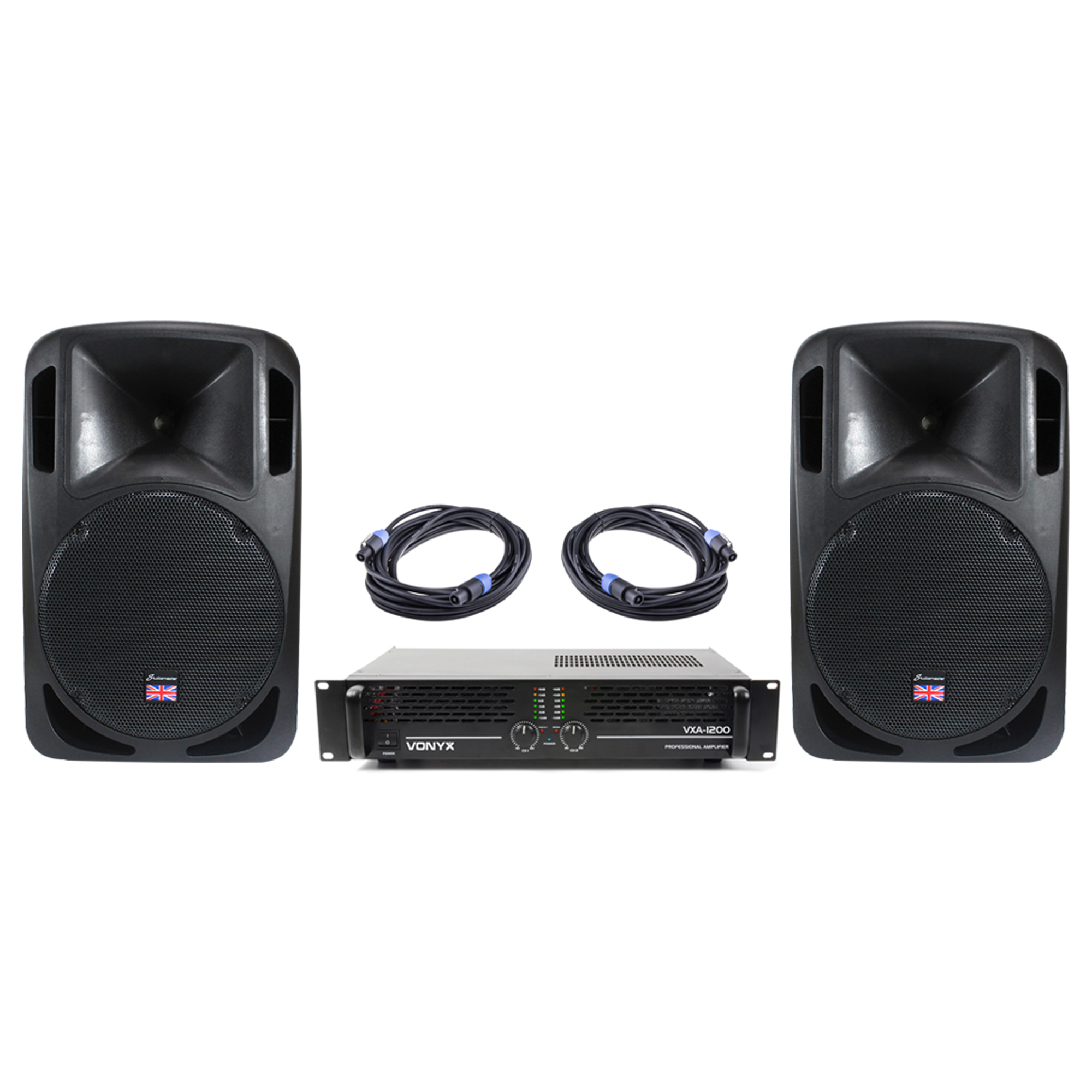 Studiomaster DRIVE12 Passive PA Speakers with Amplifier
