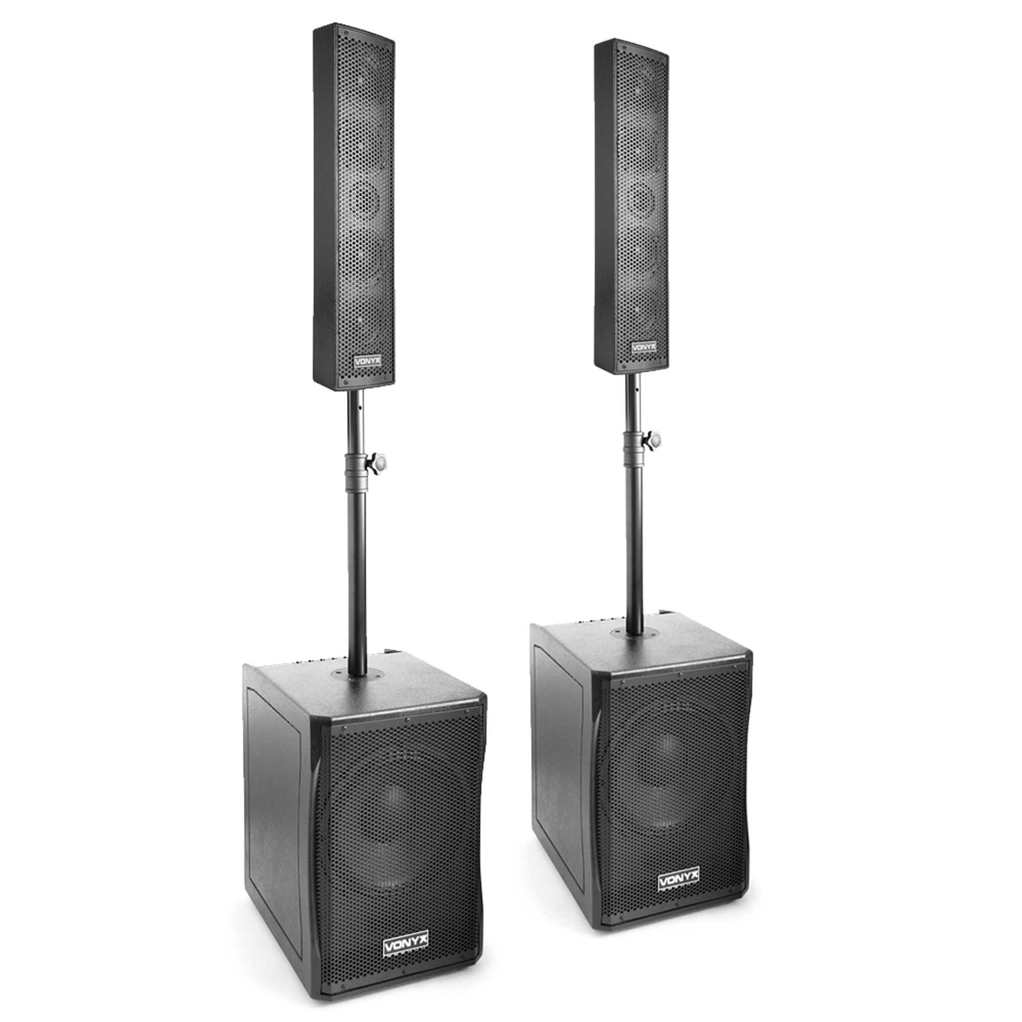 Pair vonyx vx1200 full range speaker subwoofer system dj pa column