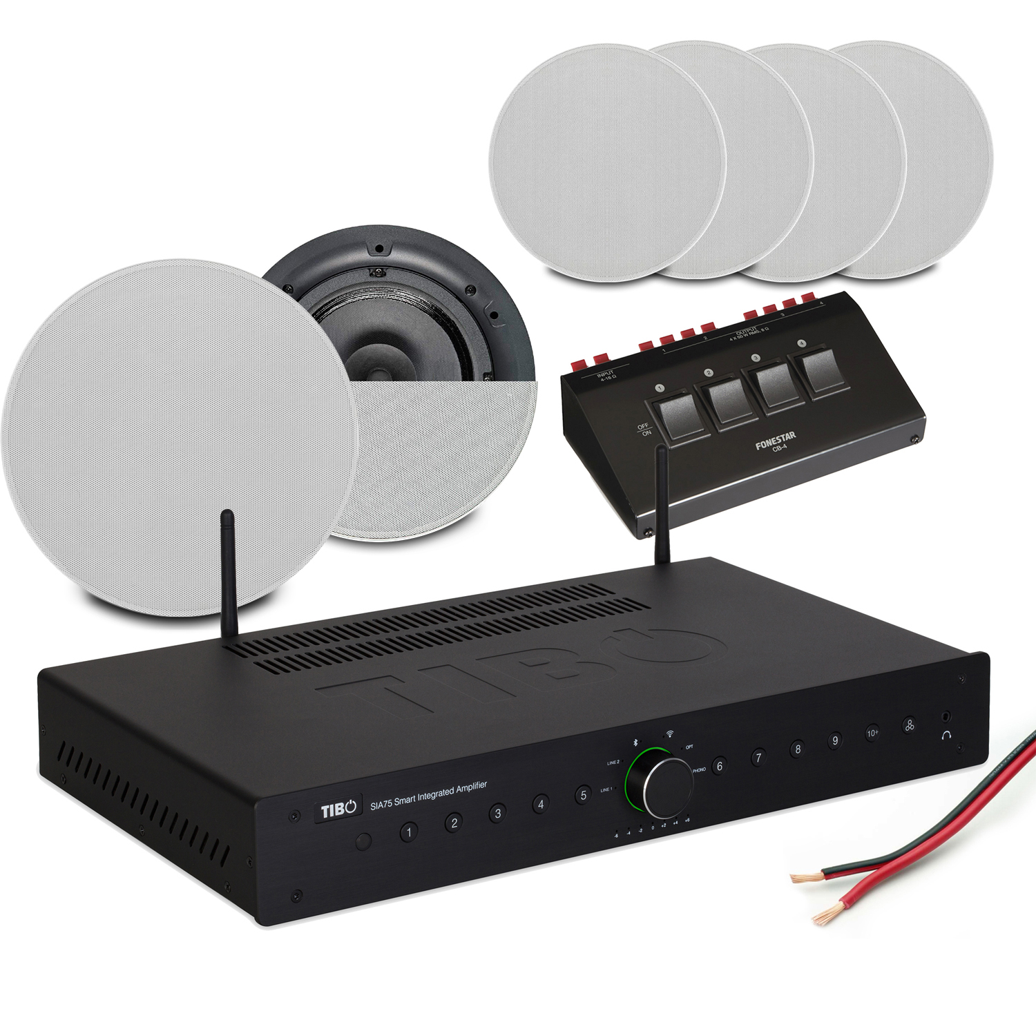 3Zone Switchable Multi Room Ceiling Speaker System & WiFi Bluetooth