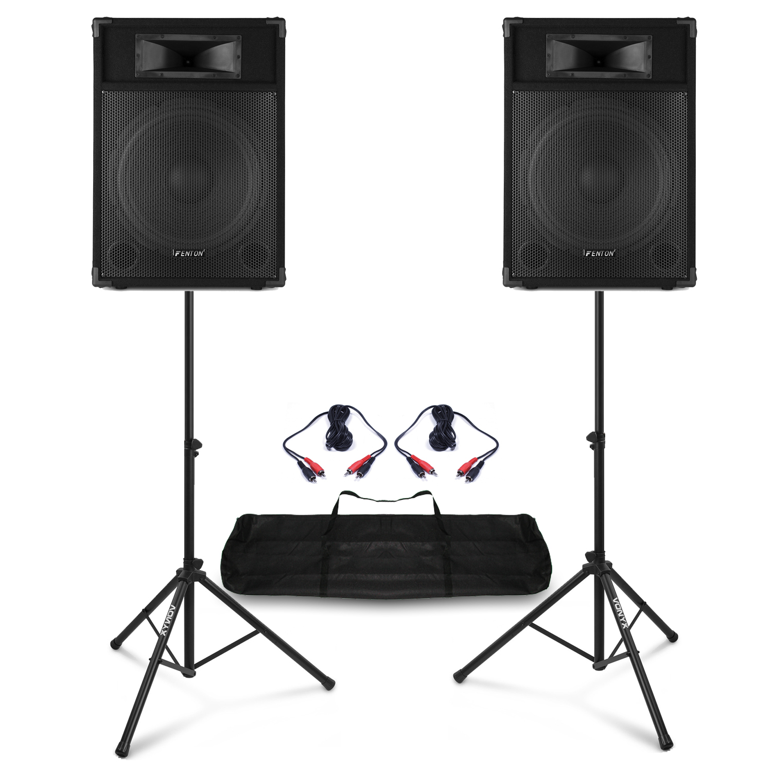 Fenton CSB 15" Active DJ Speakers Pair with Stands
