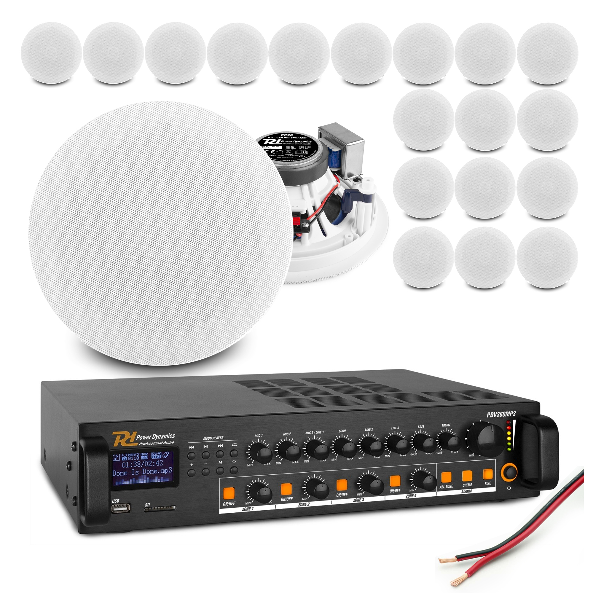 Commercial Ceiling Speaker System with 20 ESCS6 6.5" Speakers