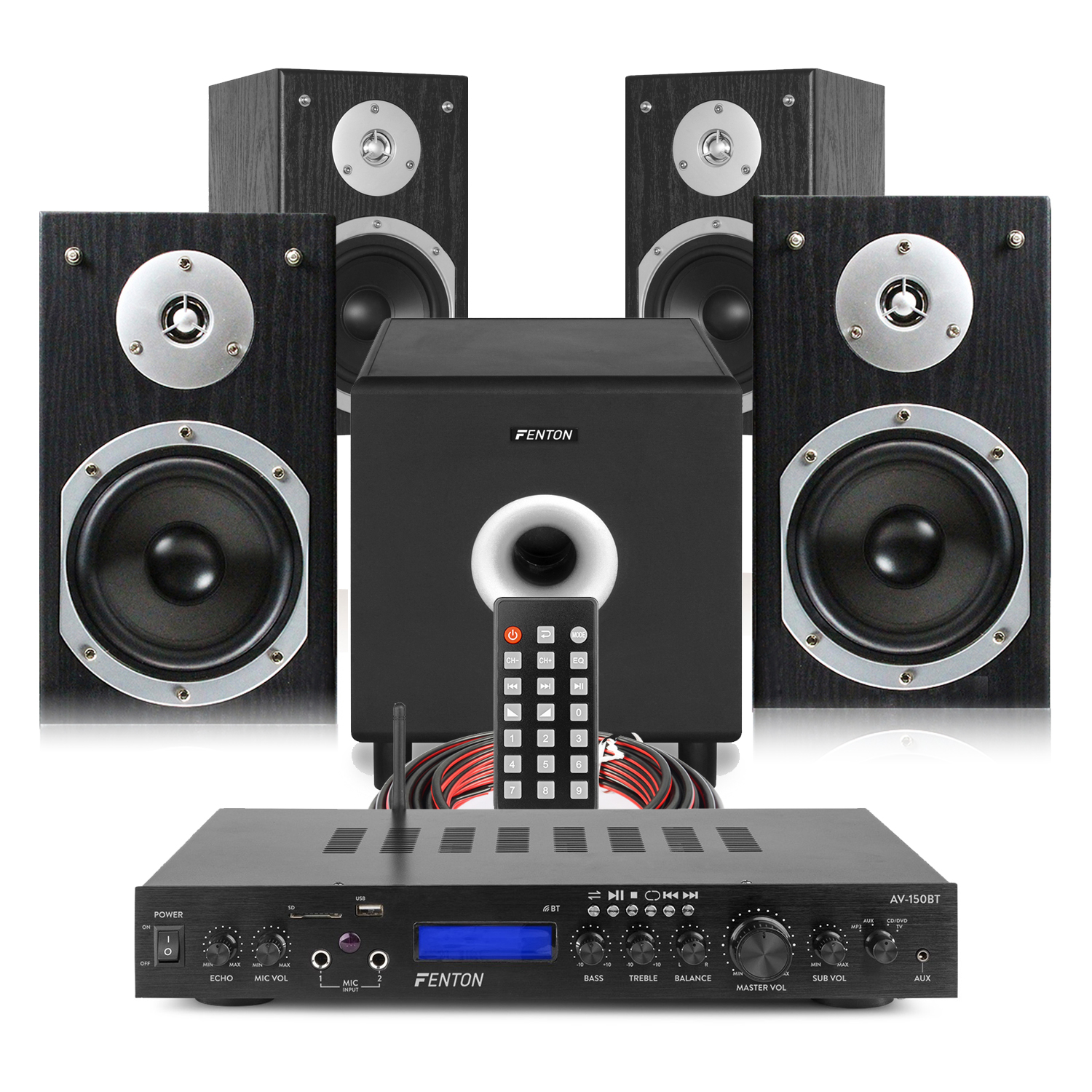 Fenton SHFB55B HiFi Bookshelf Speaker System with Subwoofer