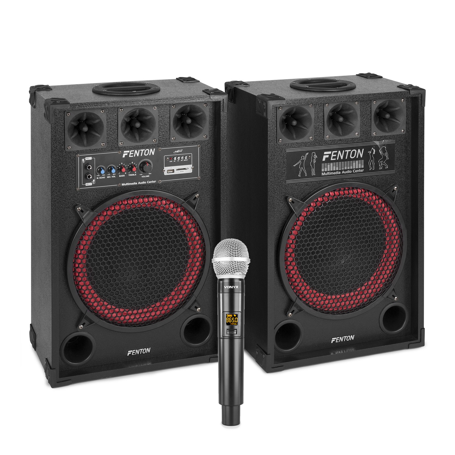 Bluetooth Karaoke Speaker with Wireless Mic Fenton SPB12 12" 800W