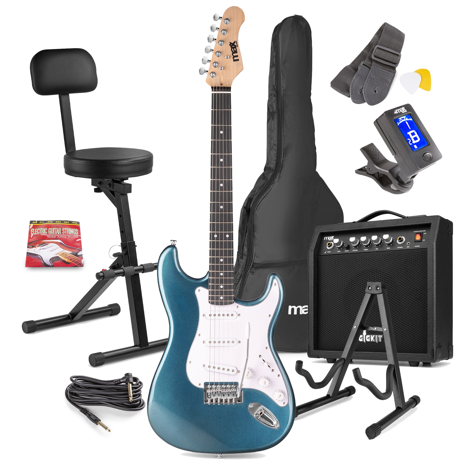 GigKit Full Size Electric Guitar Set with 40W Amplifier & Accessories - SS Style