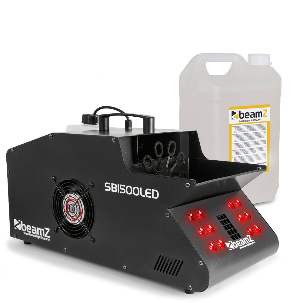 BeamZ SB1500LED Smoke & Bubble Machine with 5L UV Fluid Set