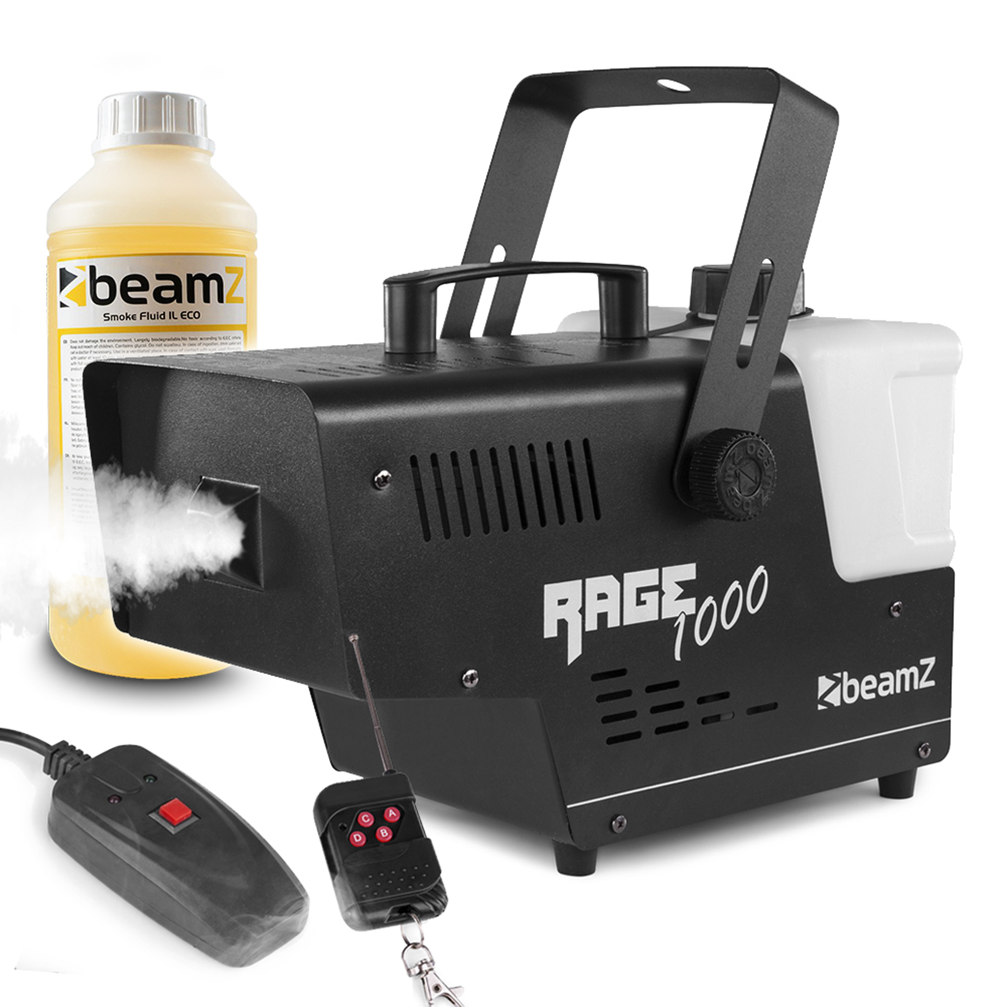 BeamZ RAGE1000 Smoke Machine with Wireless Remote & 1L Fluid