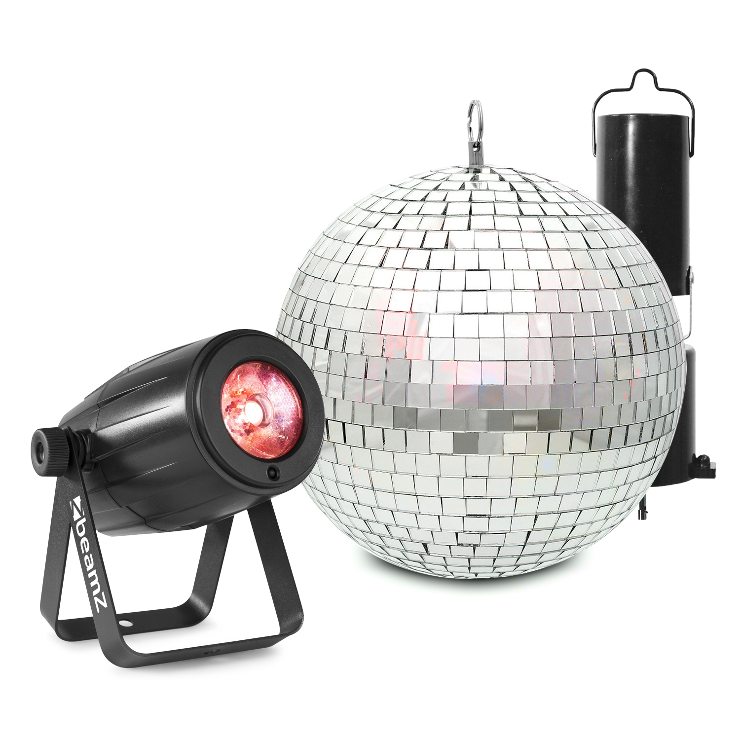 Mirror Ball 20cm with Battery Motor & 12W LED Spotlight