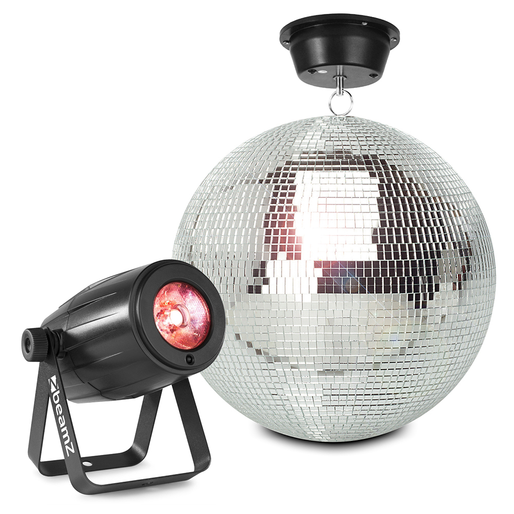 BeamZ MB30 Glitter Mirror Ball 30cm with Motor & 12W LED Spotlight