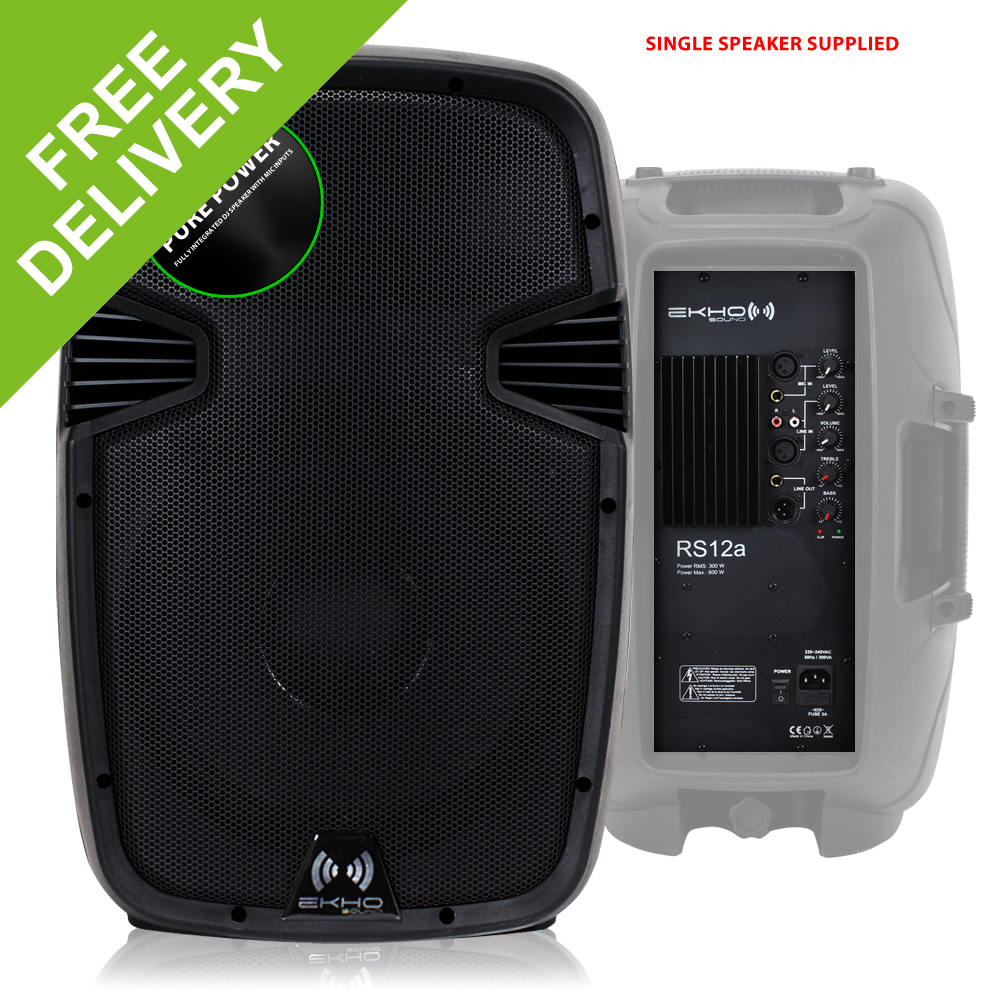 Ekho RS12A 12" Active Powered Speaker PA System Disco Party Box DJ