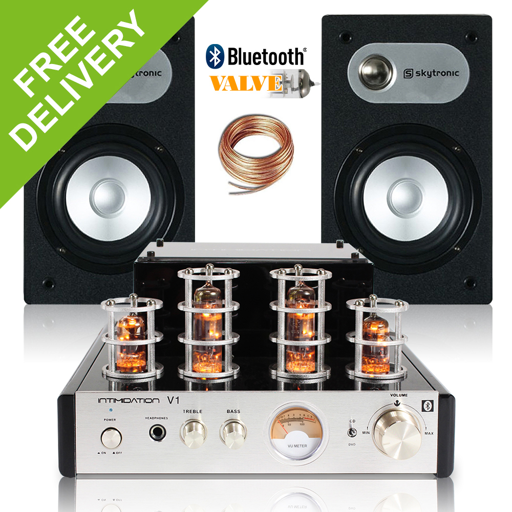 Home HiFi Stereo Speakers and Amplifier System Retro Valve Tube Amp
