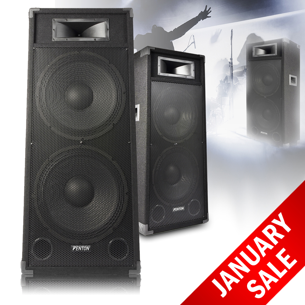 Pair Dual 15" Active Powered DJ Speakers Disco Party System Skytec