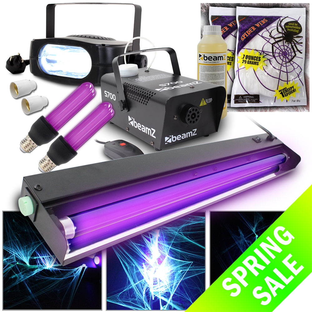 Halloween Party In A Box UV Strobe Disco DJ Lights + Fog Machine + Cob