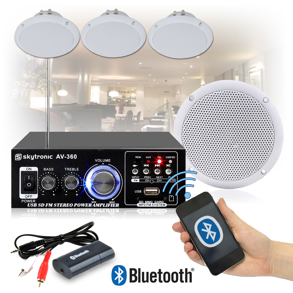 Cafe Restaurant Shop Bluetooth Amplifier Ceiling Speaker System Kit Choice 2,4,8 eBay